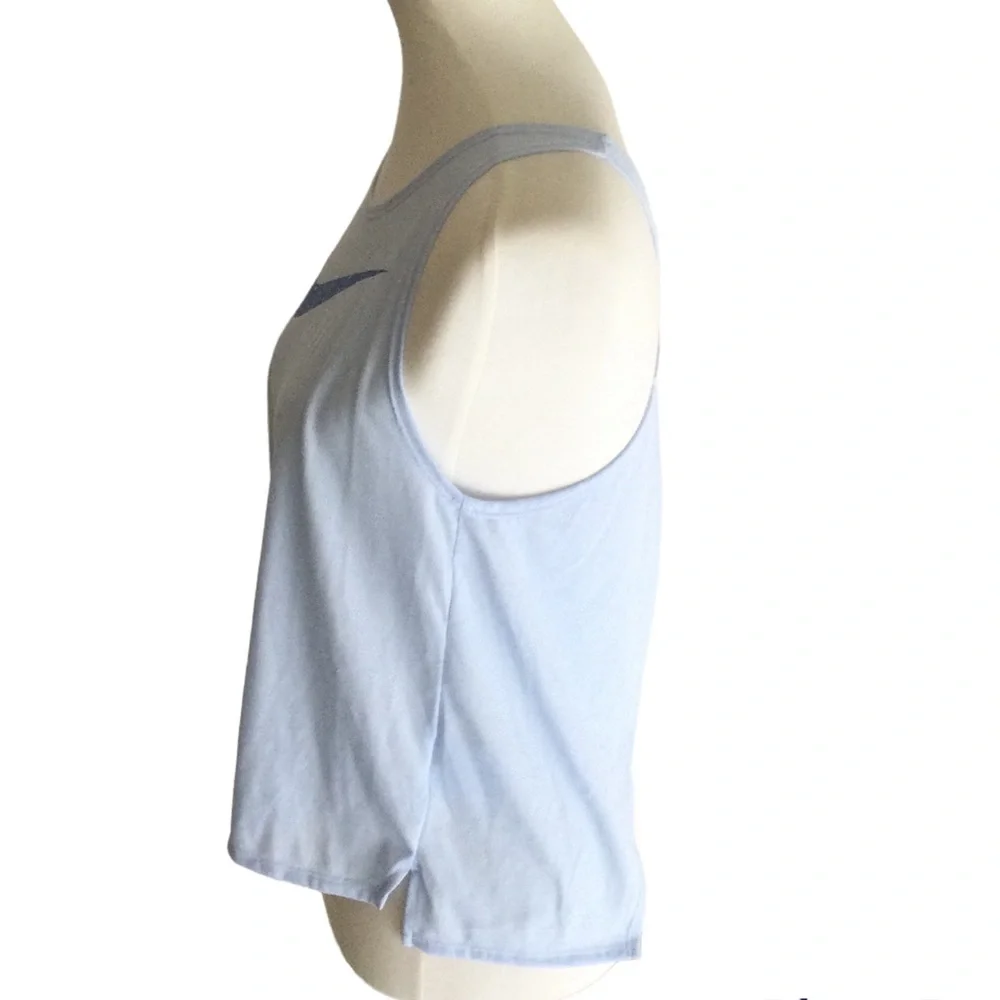 NIKE Running Dri-Fit Swoosh Crossback Tank Top Blue Sz Small